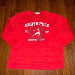 State of Mind North Pole University Embroidered Sweatshirt Size Large